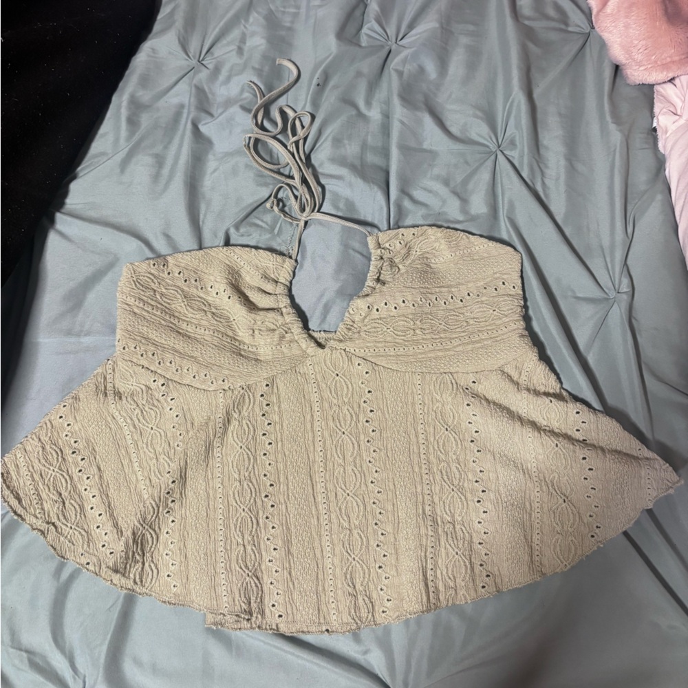 SHEIN light green Halter Crop Top